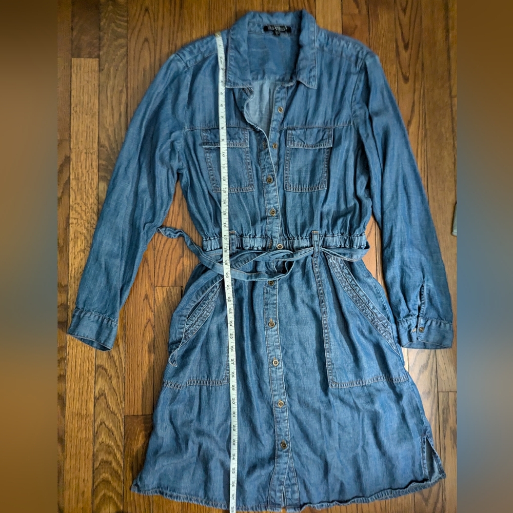 🆕 NWOT dark denim button front long sleeve belted shirt dress by velvet heart - Picture 9 of 9